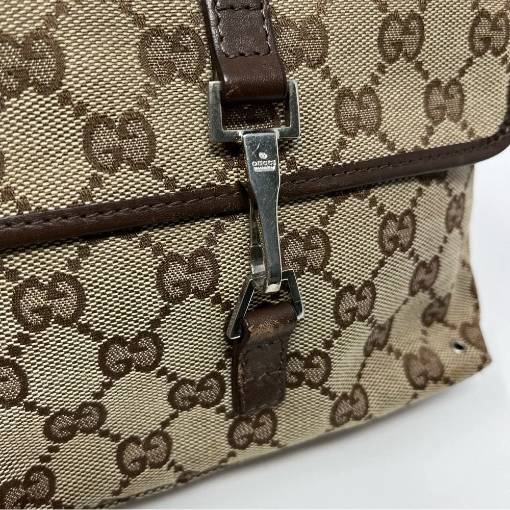 Gucci Jackie GG Logo Monogram Belt Bum Waist Bag Crossbody Purse Brown Canvas